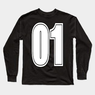 Varsity Sports Team Jersey Shirt Number 01 White Long Sleeve T-Shirt